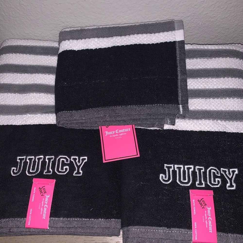 Brand New Black-grey juicy Couture Bath Towel Set